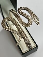 Vintage Detailed Silver Tone Snake Bangle Slave Bangle