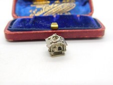 Sterling Silver Ski Chalet Charm Pendant Vintage c1970