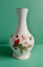 REDUCED ROYAL WORCESTER COMPANY PALISSY CERAMIC POPPIES BUD VASE  ENGLAND BOXED