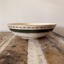 Crown Ducal Warwick 6632 Serving Bowl Green Gold Trim 23cm Made in England