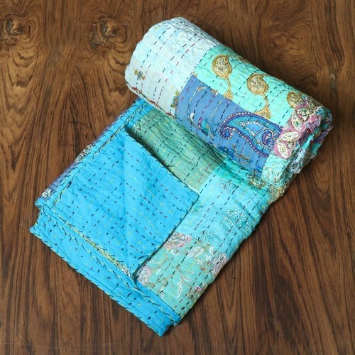 Indian kantha quilt handmade - indian,