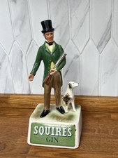 SQUIRES GIN   Vintage ceramic advertising statue   FIGURE WITH DOG  Rare Item