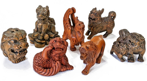 Complex netsuke dog - netsuke, fu