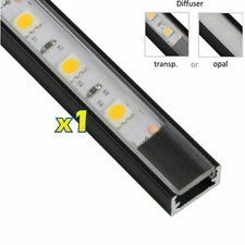 1 Meter Black Aluminium Channel For 5050 LED Strip Light Cover PVC Profile Slim
