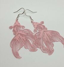Stunning Fish Fantail koi carp earrings S925 ear hooks love luck Pink