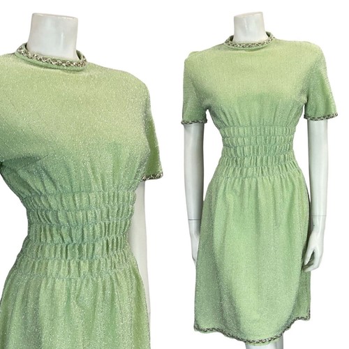 Vtg 60s pastel green silver - 60s,