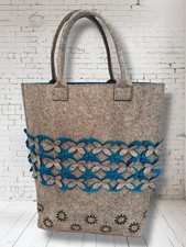 Grey and Turquoise Felt Tote