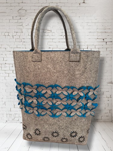 Grey and turquoise - grey, felt