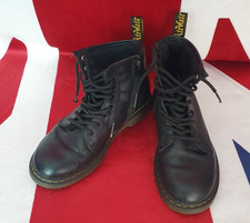 DR  MARTENS 1460 J Kids Black Leather Lace Up Side Zip Boots - Size UK 2, In VGC