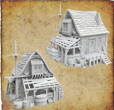 Fishmongers workshop - Fantasy wargaming terrain - 28mm - Frostgrave,mordheim