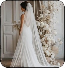 1 Laye Simple Bridal Wedding Veil with Comb Soft Tulle for Brides 118-Inch Long