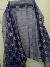 Women's Chiffon Dupatta Phulkari Phulkari Ethnic scarf For Salwar kameez White