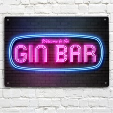 Gin Bar Sign Plaque Vintage A4