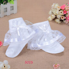 Girls White Frilly Lace Flower