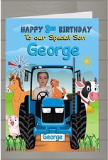 Personalised Tractor Birthday Card A5, Size, Son. Daugther , Grandson Own Photo
