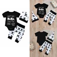 Toddler Baby Boy Clothes Outfits Letter Printed Romper Pants 3PCS Sets Clothing