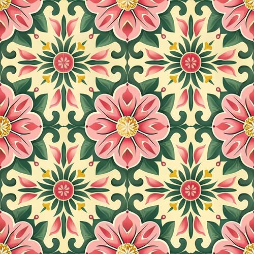20x pink green flower - green, and