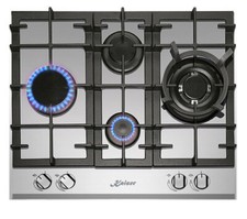 Kaiser Grand Chef 60cm Gas Hob | 4 Burner Black Glass Cooktop | Mains Gas or LPG