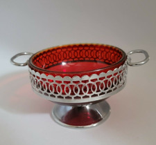 Celtic Quality Plate Red Sugar Bowl Jelly Condiment Relish Dish England B12305