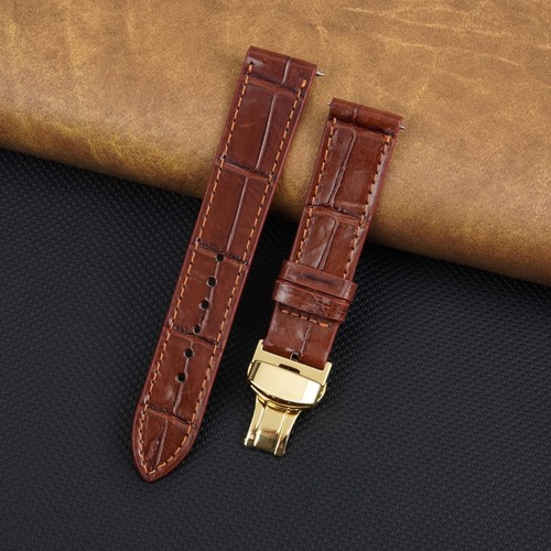 Flat brown leather watch - leather,