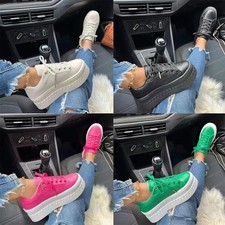 LADIES WOMENS CHUNKY WHITE RETRO PUNK PLATFORM SNEAKERS TRAINERS SHOES SIZE UK