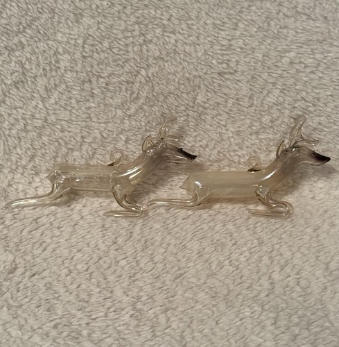 Antique silver glass reindeer - antique,