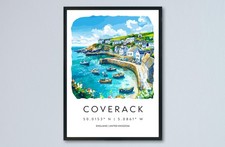 Coverack Watercolor Poster Coverack Cornwall Travel Print Wall Art Coverack Home