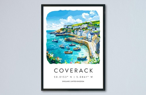 Coverack watercolor poster - coverack,