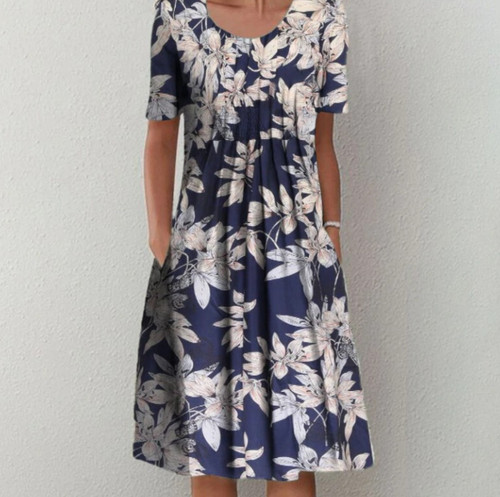 Womens floral print midi dress - floral,