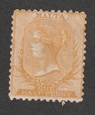 Malta  1863  1/2d yellow buff  perf 14  unused no gum