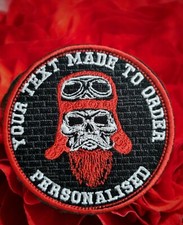PERSONALISED Embroidered badge biker custom patch sew on  hook and loop