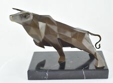 Statue Taurus Wildlife Art Deco Style Art Nouveau Style Bronze Signed Sculpture
