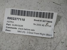 VAUXHALL ASTRA SUN VISOR SRI