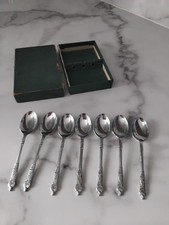 Apostle Teaspoons Vintage  x 7 Chrome Plated. original box. Good Condition. 