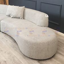 Luxury Large 336cm Miami Boucle Curved Cinema Sofa for 4 5 6 Seater Family Grey