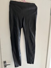 Zara Black Leather Look Leggings Size S Very Good Condition. Zip Details @ ankle