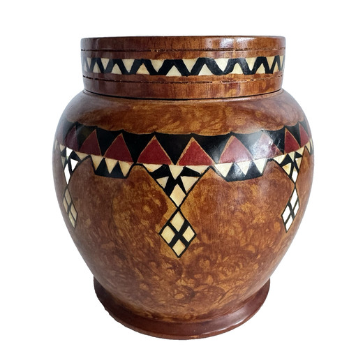 Vtg wooden tobacco jar - wooden,