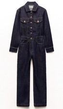 Zara Indigo Blue Denim Jumpsuit/Boliersuit  “70’s Workwear “ Size S New