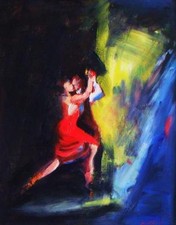 SUPERB ORIGINAL MARTIN ULBRICHT OIL ON CANVAS TANGO SECRET DANCERS  PAINTING