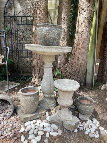 Fluted stone urn - fluted, garden