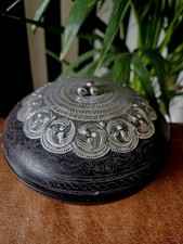 Vintage Indian Silver Decorated Trinket Pot Depicting Intricate Etched Pattern.