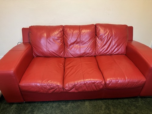Red dsf leather settee - dsf,