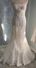 Fara Sposa Wedding Dress, strapless fluted Ivory lace UK 10 new without tags