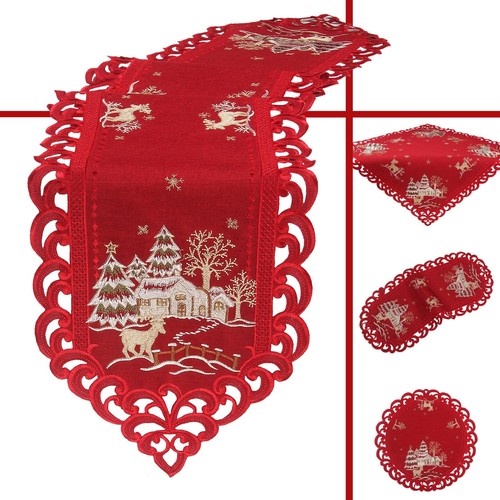 Christmas dark red tablecloth - christmas,