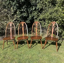 ERCOL 876 FOUR  STUNNING SWAN BACK CHAIRS, GOLDEN DAWN IN EXCELLENT CONDITION
