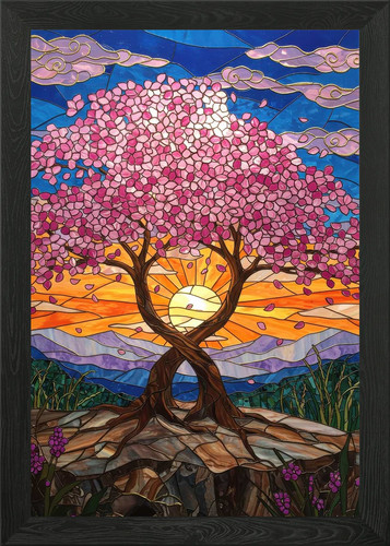 Stained glass cherry blossom - cherry,
