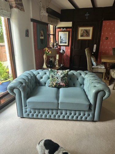 Powder blue seater sofa - 2, and