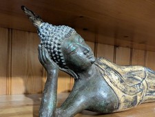 Thai Bronze Reclining Buddha Statue