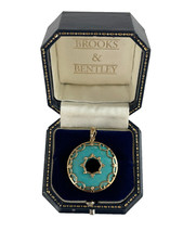 Turquoise Pendant 9ct Gold Turquoise Donut Gold Pendant with Clip Bail