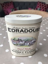 Empty Edradour Whisky Fudge Tin - 16.5cm H x 11.5cm W x 5.5cm D Good Condition